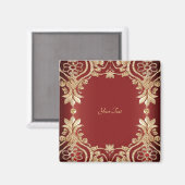 Aimant floral rouge or moderne (Recto/Verso)