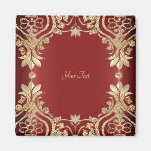 Aimant floral rouge or moderne