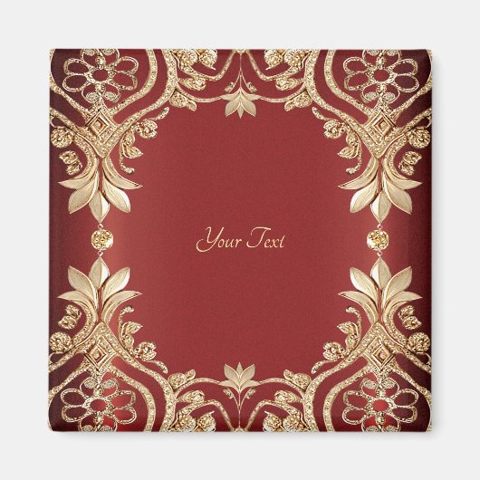 Aimant floral rouge or moderne (Devant)