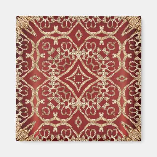 Aimant floral rouge or moderne (Devant)
