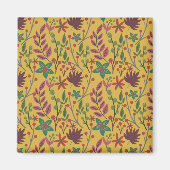 Aimant Floral sans couture motif fleurs jaunes et feuille (Devant)