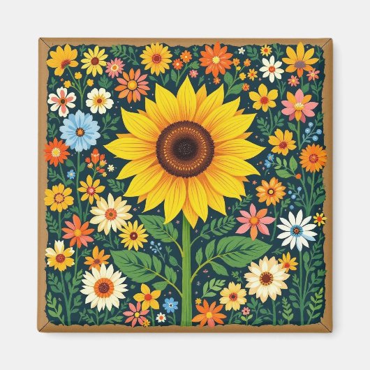 aimant floral tournesol (Devant)