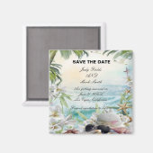 Aimant Floral Tropical Beach Mariage Enregistrer La Date (Recto/Verso)