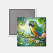 Aimant Floral tropical macaw vert (Recto/Verso)