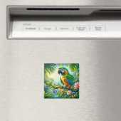 Aimant Floral tropical macaw vert (In Situ (Lave-vaisselle))