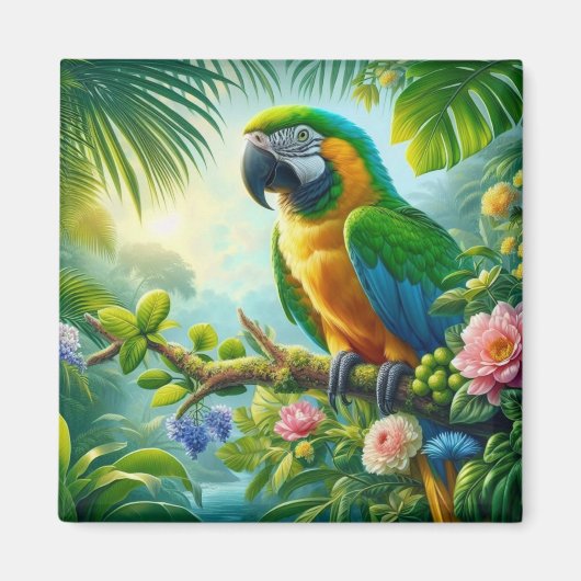 Aimant Floral tropical macaw vert (Devant)