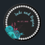 Aimant Floral Turquoise and Mauve Elegant Rhinestone<br><div class="desc">Beautiful Floral Turquoise and Mauve Elegant Wedding design - Completely customizable wedding theme to complete the day of your dreams!</div>