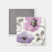 Aimant Floral Valse Plum Aquarelle Fleurs (Recto/Verso)