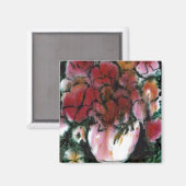 Aimant floral "Vase rose" (Recto/Verso)
