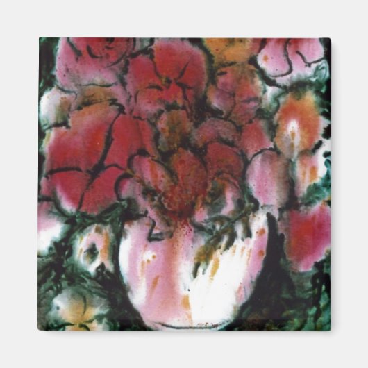 Aimant floral "Vase rose" (Devant)