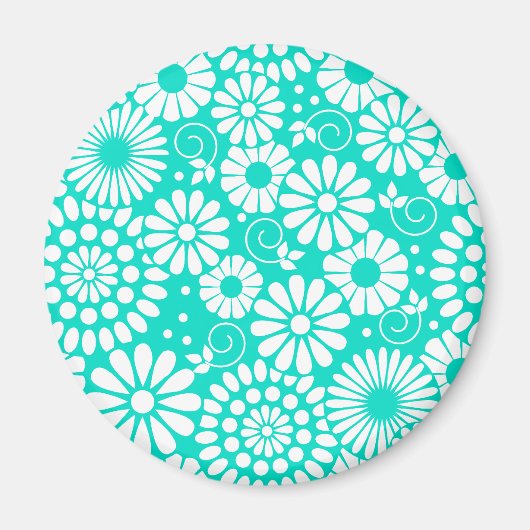 Aimant floral vintage turquoise (Devant)
