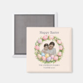 Aimant Floral Wreath & Family Photo Personalized Easter  (Recto/Verso)
