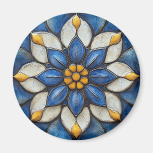 Aimant Flore Azulejo bleu blanc et jaune