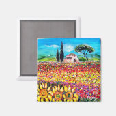 Aimant FLORE EN TOSCANE/ Champs, Pépites et tournesols (Recto/Verso)