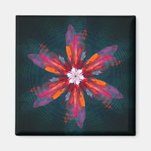 Aimant Flore Mandala Flowers Orange Red Blue Abstract