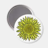 Aimant Flore Rustique Tournesol Jaune Main tirée (Recto/Verso)