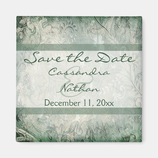 Aimant Flore verte et ivoire Enregistrer l'aimant de date (Devant)