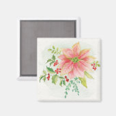 Aimant Flores hivernales | Poinsettia rose (Recto/Verso)