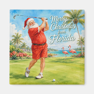 Aimant Floride Golf Joyeux Noël avec le Père Noël
