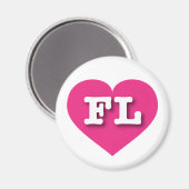 Aimant Floride Hot PInk Heart - J'aime FL (Recto/Verso)