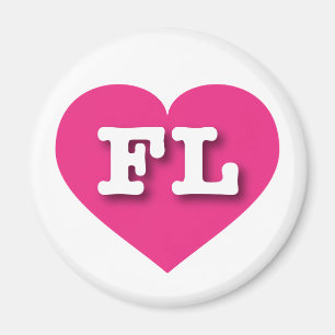 Aimant Floride Hot PInk Heart - J'aime FL