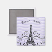 Aimant florissant Tour Eiffel violet (Recto/Verso)
