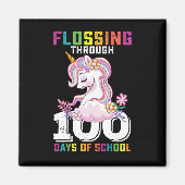 Aimant Flossing through 100 Days of School Unicorn (Devant)