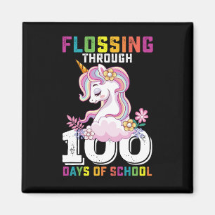 Aimant Flossing through 100 Days of School Unicorn