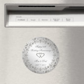 Aimant Flourish Silver 25e anniversaire Mariage (In Situ (Lave-vaisselle))