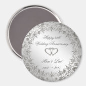 Aimant Flourish Silver 25e anniversaire Mariage (Recto/Verso)