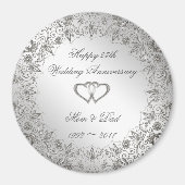 Aimant Flourish Silver 25e anniversaire Mariage (Devant)