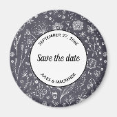 Aimant Flower Chalkboard Monochrome moderne Enregistrer l (Devant)