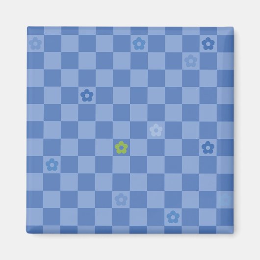Aimant Flower Checkered Pattern No. 01 - Light Blue (Devant)
