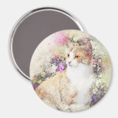 Aimant Flower Garden Kitty | ABSTRAIT | Aquarelle (Recto/Verso)