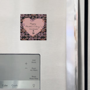 Aimant Flower Heart Happy Mother's Day Logo Social