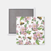 Aimant Flower pomverger avec abeilles aquarelle timon (Recto/Verso)