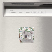 Aimant Fluffy Koala Green Arrière - plan géométrique (In Situ (Lave-vaisselle))