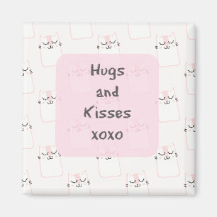 Aimant Fluffy Marshmallow Kitty en rose Embrous et bais