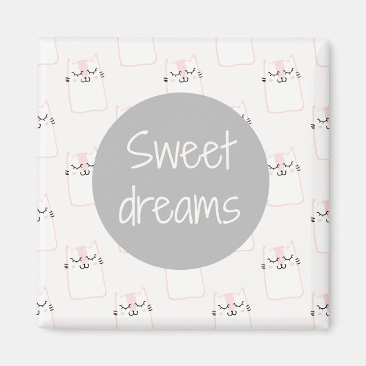 Aimant Fluffy Marshmallow Kitty en rose | Sweet Dreams (Devant)