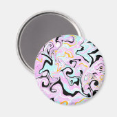 Aimant Fluid Art Cotton Bonbon rose, Turquoise, noir et o (Recto/Verso)