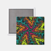 Aimant Fluorescent, fluo, fluos | Art fractal bleu et ora (Recto/Verso)