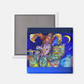 Aimant FLUTISTE EN BLEU / Soirée Carnaval vénitien (Recto/Verso)