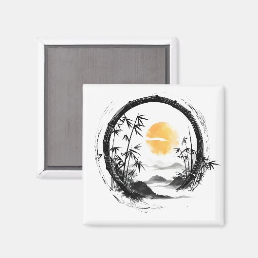 Aimant Flux de bambou Zen de lune Abstraite (Recto/Verso)