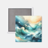 Aimant Flux d'océan doré Vagues abstraites (Recto/Verso)