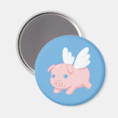 Aimant Flying Pig - Piglet with Wings on Blue (Recto/Verso)