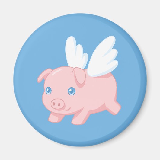 Aimant Flying Pig - Piglet with Wings on Blue (Devant)
