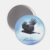 Aimant Flying Raven in Blue Sky HDR Photo Design 2 (Recto/Verso)