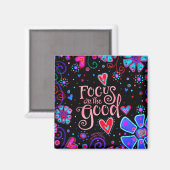 Aimant Focus sur le bon violet inspirationnel floral (Recto/Verso)