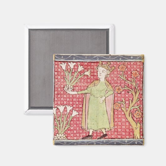 Aimant Fol.58v Avril : cueillette de fleurs (Recto/Verso)