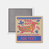 Aimant Folk Art Deer, Merci, modifier le texte (Recto/Verso)